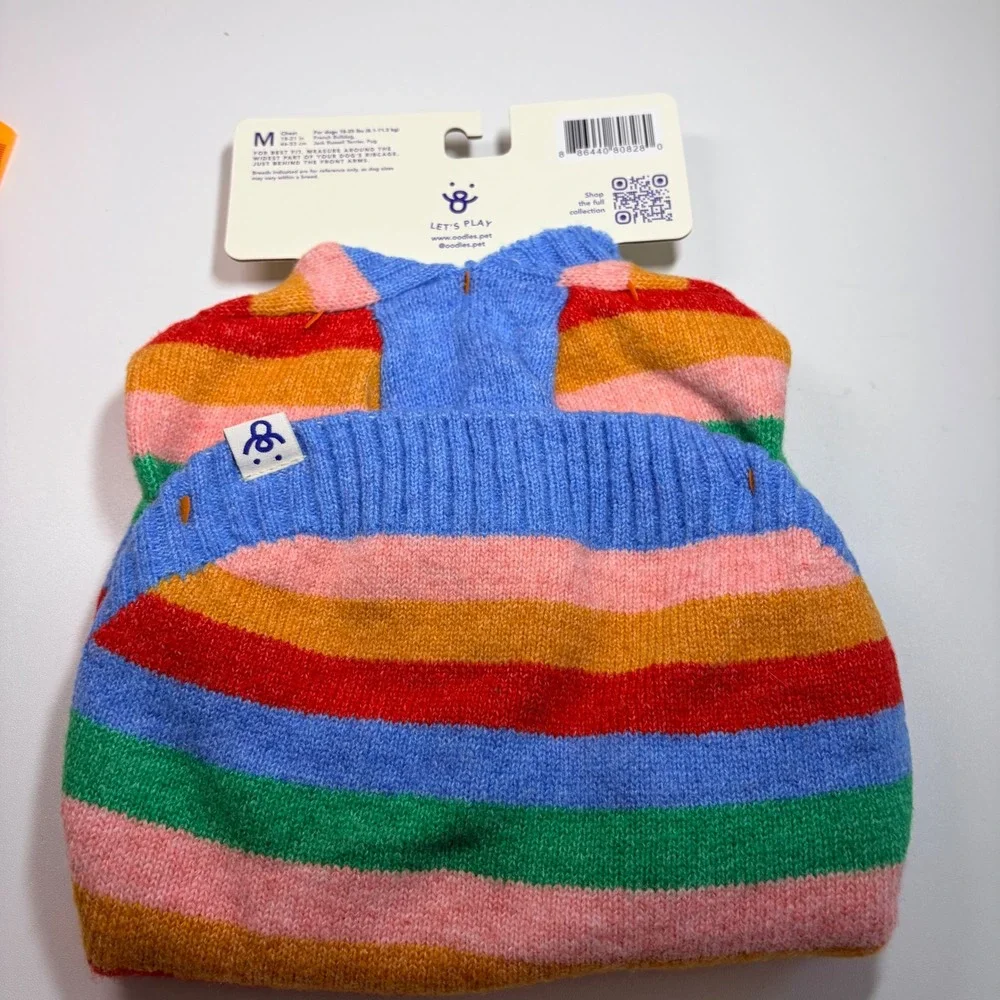 Oodles Rainbow Stripe Dog Hoodie Sweater Medium‎ 18-25 lbs New